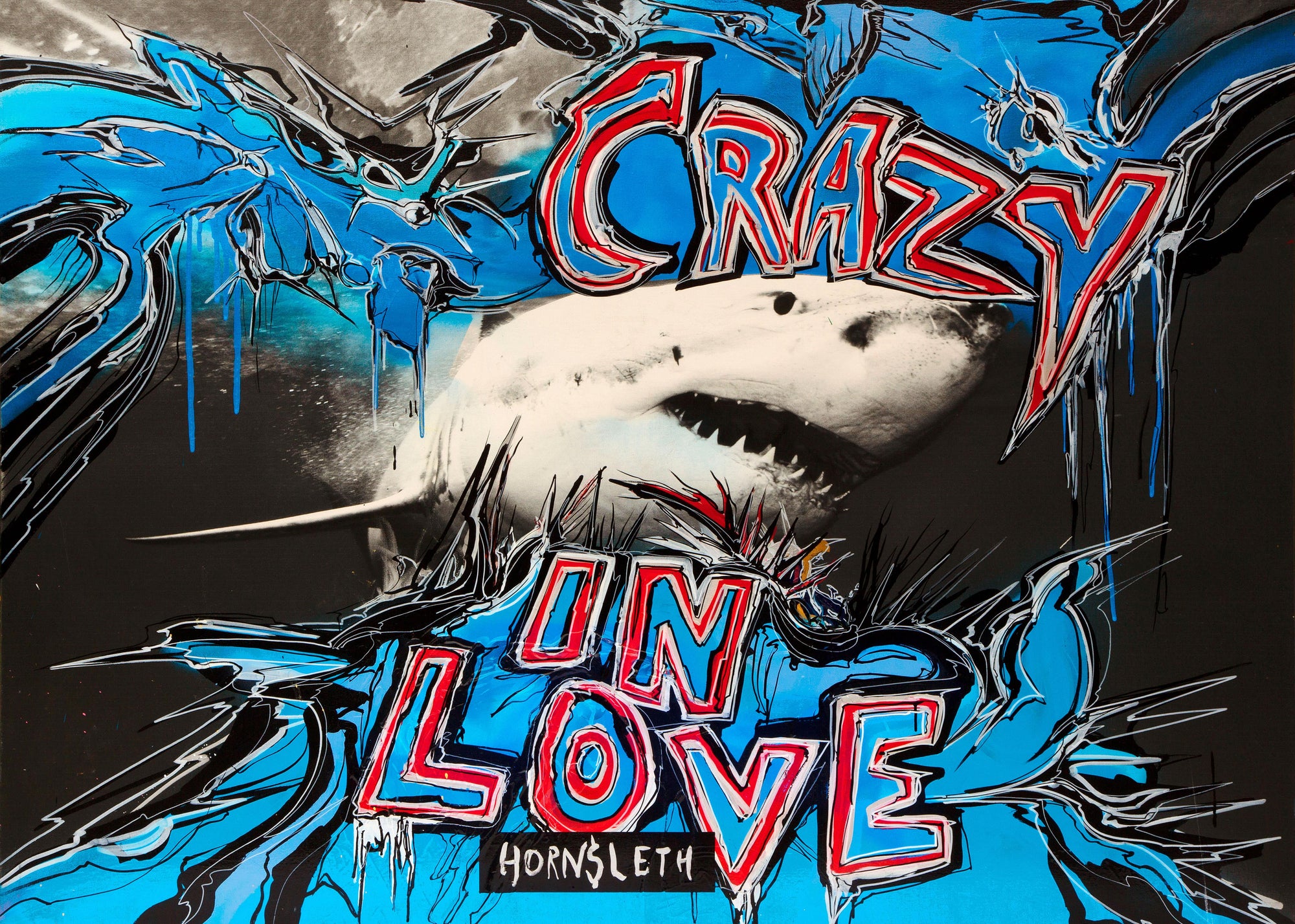 Crazy in love shark - Plakat af Hornsleth